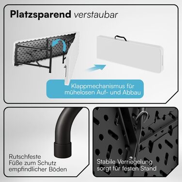 STEELSØN Zennar - Розкладний салат-бар / буфет для тераси та балкону, ротанговий стиль, 8 осіб, білий