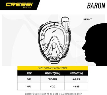 Набір для снорклінгу Cressi Tonga: короткі регульовані ласти + маска Baron з широким оглядом, чорний/чорний, S/M (36/41)