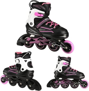 Жіночі роликові ковзани Nils ABEC7, регульовані, для дітей (чорно-рожеві, 39-42)