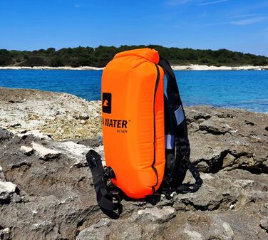 Надувна буйка OPENWATER для плавання та триатлону з рюкзаком 3-в-1, 28L, з водонепроникною сумкою