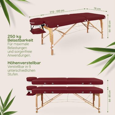 Zen – Мобільний масажний стіл Zen з круглими кутами, складний та з регулюванням висоти – масажний стіл з цільного дерева для активних стилів масажу. Масажний стіл з підголовником, підлокітниками та кишенею