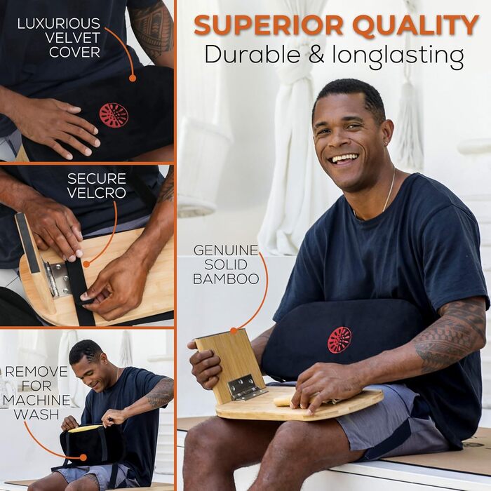 Складана банкетка для медитації з оксамитовим сидінням та сумкою - бамбуковий стілець для йоги Seiza, банкетка для молитви, медитаційний стілець для подорожей - зручний стілець для підтримки колін для практики усвідомленості, дзен-медитації, медитаційний 