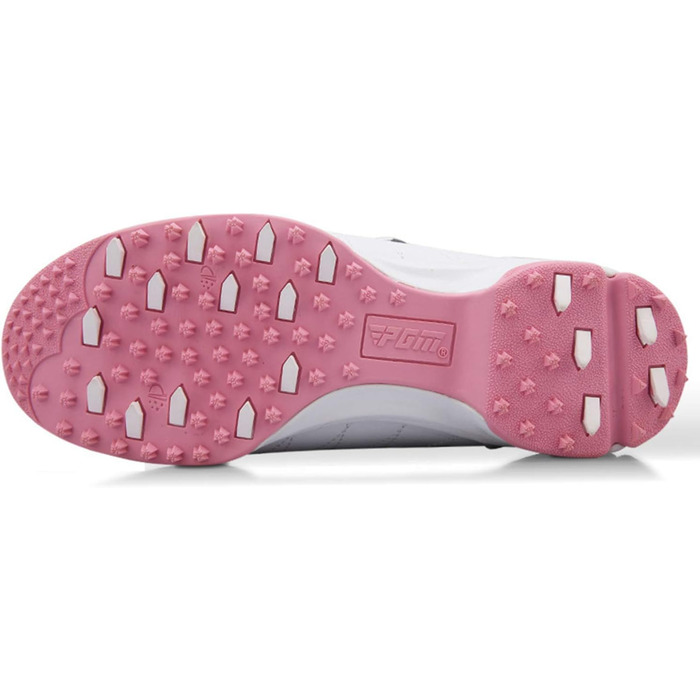 Жіночі гольф-туфлі PGM з шипами, водонепроникні, білі з рожевою вставкою (35 EU)