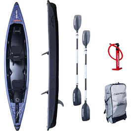 Надувний каяк CARPTOUR C5 Drop Stitch з веслом і 2 сидіннями, сіра сумка, насос, для риболовлі та туризму