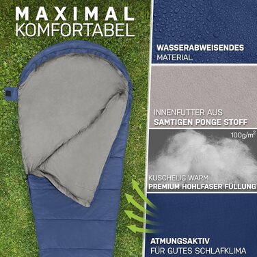 Спальний мішок 3 сезони та літній ультралегкий [750г/1500г] | Намету мішковидний спальний мішок | компактний | для кемпінгу, подорожей, гірських походів | літній спальний мішок блакитний 750г