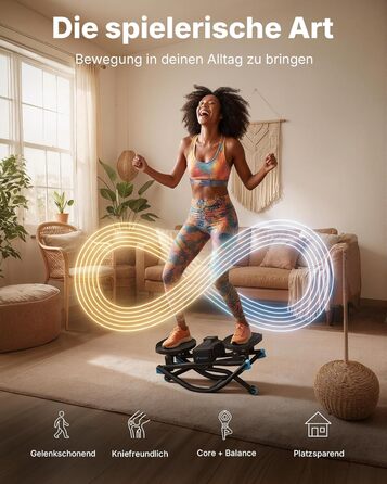 Еліптичний тренажер MERACH з низьким рівнем впливу, U-подібний степер з 3D-рухом, тихий кардіо-тренажер з LCD-дисплеєм для підрахунку часу, кроків та калорій, з неслизькими педалями, компактний для дому та квартири, 2511