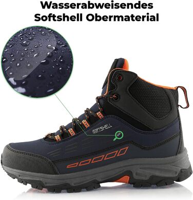 Черевики для ходьби жіночі та чоловічі, зимові, водонепроникні (36 EU, темно-синій, помаранчевий)