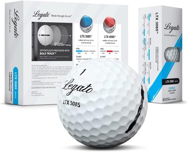 Гольф-м'ячі Legato LTX3085, уретанове покриття, 85 компресія, максимальна дальність, м'яке відчуття, 3 шт.