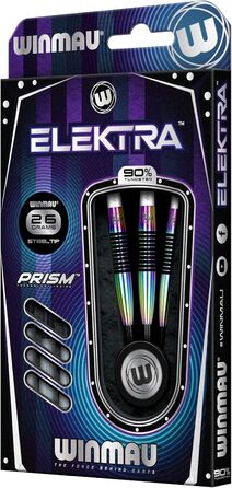 Дротики для дартсу WINMAU Elektra 90% вольфраму, Urban Grip, призматичні флайти, Vecta штифти, 22-26 г, торпедоподібний профіль