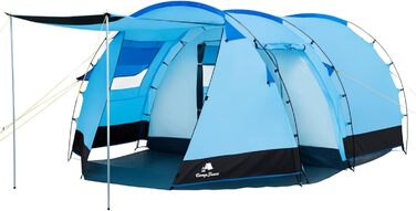 Намет CampFeuer Super+ для 4 особи: великий тунельний намет з 2 входами та тамбуром, водовідштовхувальний (3000 мм), сімейний, для кемпінгу