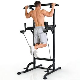 Багатофункціональний турнік Power Tower: стійка для підтягувань, брусів та вправ на прес, регульована висота, для домашнього тренажерного залу (Чорний)