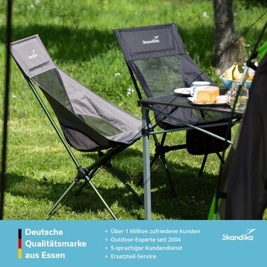 Крісло для кемпінгу Skandika Compact, 150 кг, 2 шт. | Кемпінг, рибалка, компактне, складне, легке, зручне, сіре/зелене