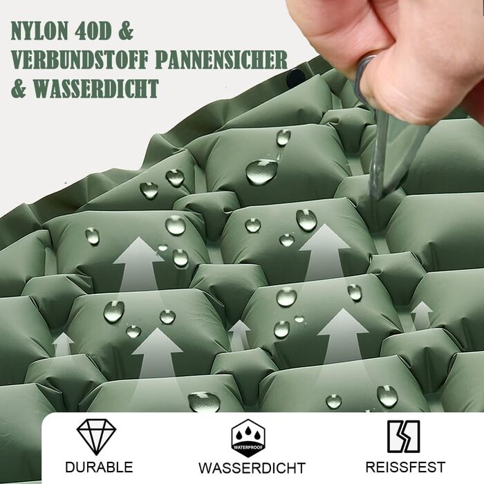 Надувний килимок для кемпінгу Isomatte Ultraleicht - самонадувний, легкий, зелений