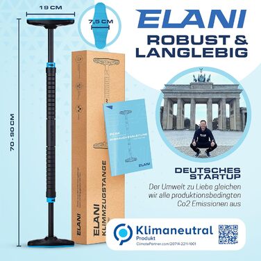 ELANI Турнік для дверного отвору 70-90 см до 300 кг, без свердління, з інноваційним фіксатором – турнік для підтягувань у двері, домашній турнік, спортивний турнік для дому