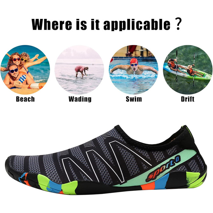 Водні черевики для жінок та чоловіків Tolaler: товсті, неслизькі, швидковисихаючі, міцні та довговічні. Ідеальні для пляжу, подорожей та плавання. Розмір 42 EU A 03