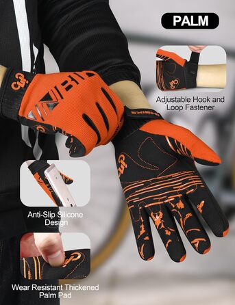 Рукавички велосипедні INBIKE MTB Anti-Slip з силіконовим покриттям, дихаючі, з підтримкою сенсорного екрану, для гірського велосипеда, велоспорту та активного відпочинку (Помаранчевий, M)