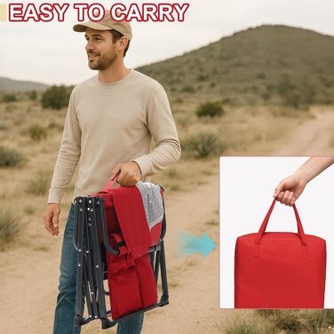 Кемпінговий стілець LEADZM складний з бічним столиком та відділенням для зберігання, вентильована спинка, 10 кг вантажопідйомність, 600D Oxford тканину, металевий каркас, 6x60x9 см, легкий та компактний для відпочинку на природі, риболовлі, фестивалів (2 