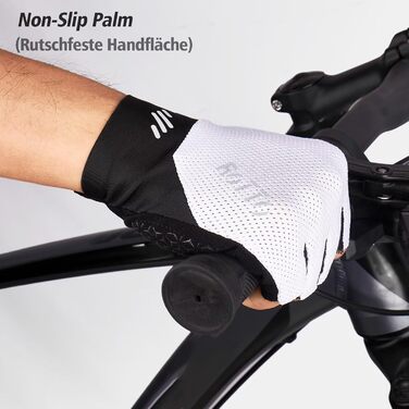 ROTTO Велосипедні рукавички напівпальці, з підкладкою, для шосе, гірського велосипеда, їзди, унісекс (білий, L)