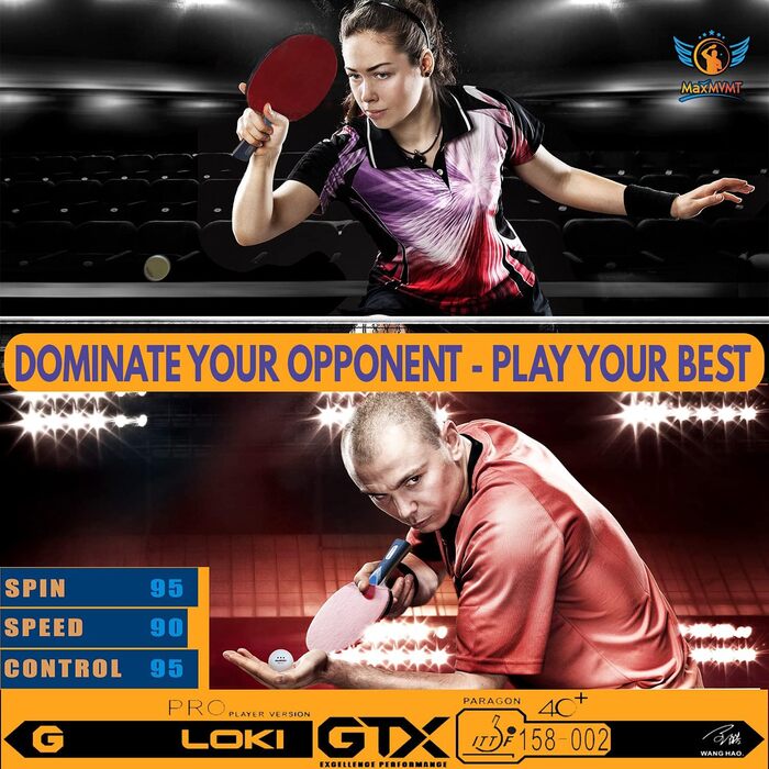 Набір для пінг-понгу MaxMVMT – 7 шарів карбону, комплект для 4 гравців, преміум гума 2.1 мм, 8 тенісних кульок, портативна сумка