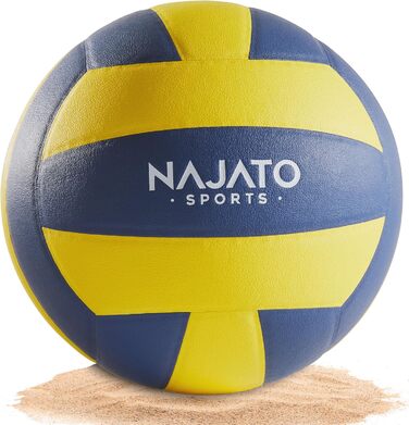 Волейбольний м'яч NAJATO Sports – Міцний пляжний волейбольний м'яч розміру 5 – Для гри на відкритому повітрі та в приміщенні, жовтого та синього кольорів