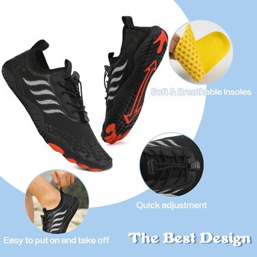 Чоловічі та жіночі аквашузи для плавання та серфінгу. Швидковисихаючі пляжні шльопанці, 44 EU, чорний колір