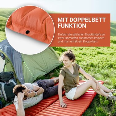 MSPORTS Килимок для кемпінгу Premium, Ultraleichte Isomatte для відпочинку на природі з насосом, вологостійкий для піших прогулянок, трекінгу та кемпінгу (Помаранчевий)