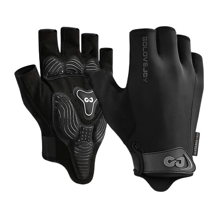 Флінтронік велоперчатки напівпальцеві для чоловіків, спортивні рукавички для їзди на велосипеді з антиковзким покриттям та амортизацією, з 6 подушечками, дихаючі велоперчатки для гірського велосипеда, шосе, фітнесу (M, Чорний)