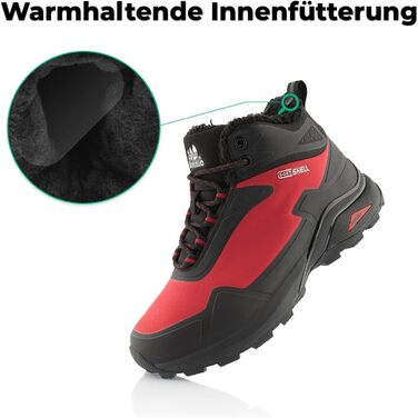 Черевики для трекінгу жіночі/чоловічі, теплі, для піших прогулянок, чорні/зелені (45 EU, чорні/червоні)