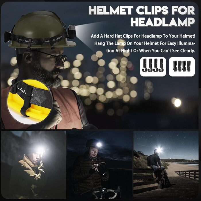 Ліхтар на лоб LED, 20000 люмен, 11 режимів, з датчиком руху, водонепроникний IPX4, для риболовлі, кемпінгу, велоспорту та піших прогулянок