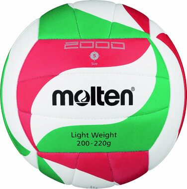 Волейбольний м'яч Molten V5M2000-L Light, біло-зелено-червоний, розмір 5