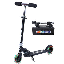Самокат дитячий Roller 2-колісний, складаний, з LED підсвіткою коліс, регульована висота, чорний, для хлопчиків та дівчаток 3-12 років