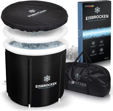 Мобільна крижана ванна Eisbrocken 80 см, чорна, ізоляція 7 шарів, з кришкою для спорту та відновлення, для льодових ванн після тренування, покращує кровообіг та розслаблення м'язів