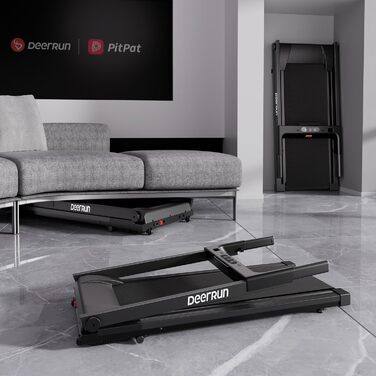 Біговий тренажер DeerRun Raceable з підтримкою High-Tech пристроїв, складний, до 158 кг, з APP-керуванням, 2573W, для дому, з курсами та мульти-режим, чорний