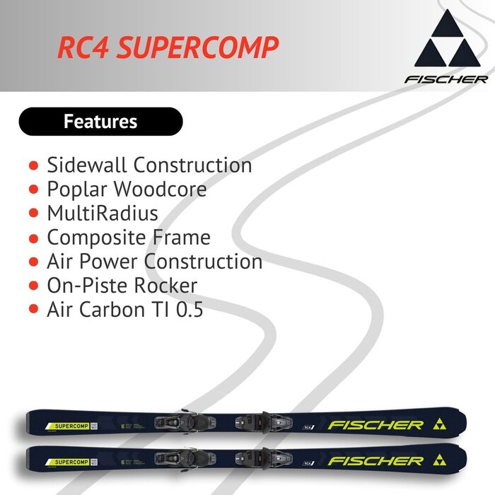 Лижі гірськолижні фішер RC4 Supercomp - для підготовлених трас - з крепленнями RS10 GW SLR Z3-10 - для досвідчених гірськолижників - 170 см