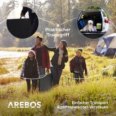 Складаний садовий стіл Arebos Buffettisch 182x74x74 см - чорний | для 8 осіб | з ручкою для перенесення