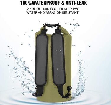 Водонепроникний мішок Unigear Dry Bag 30L (армійний зелений) – 2L/5L/10L/20L доступні – для каякінгу, риболовлі, кемпінгу та пляжу