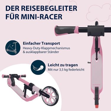 Дитячий самокат HUDORA BigWheel 180 Advanced Junior, складаний, регульована висота, з відбивачами, для хлопчиків і дівчаток від 3 років, до 60 кг