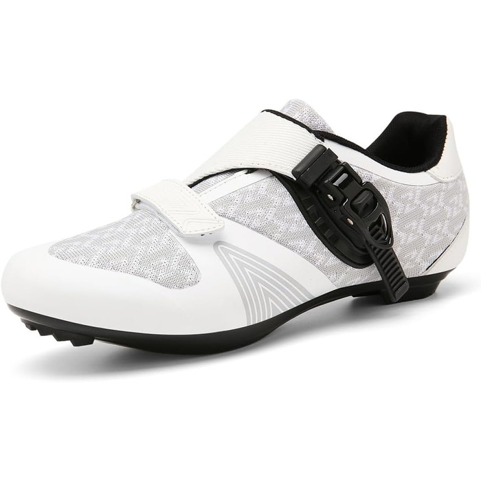 Велосипедні шкарпетки для їзди на велосипеді: чоловічі та жіночі, для шосе та MTB, з жорсткою підошвою, сумісні з Look SPD/SPD-SL, унісекс, для зовнішнього використання з пряжкою (38 EU, білий)