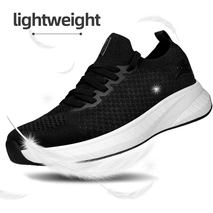 Жіночі спортивні кросівки для бігу та повсякденного носіння. Легкі, дихаючі, чорно-білі (36 EU)