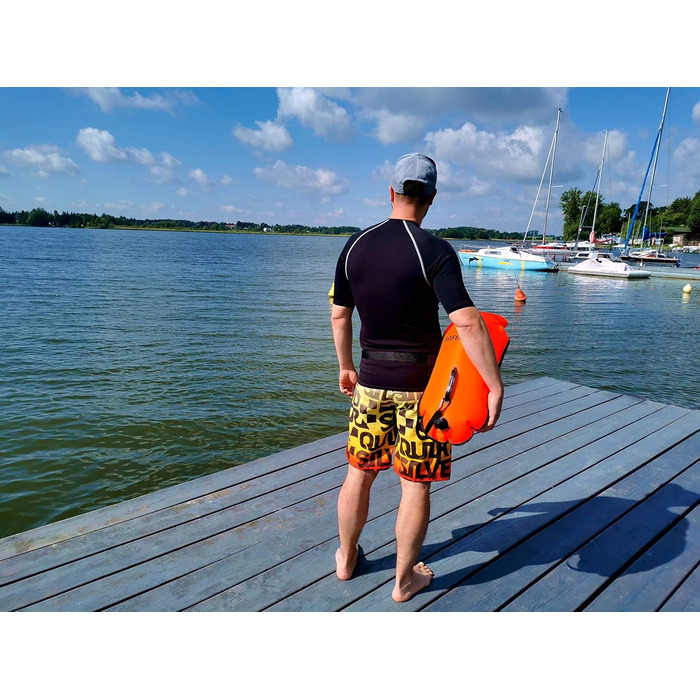 Надувна безпекова буя для плавання SAFE4SPORT RunSwimmer 3в1: водонепроникний рюкзак та гермосумка на 28л для триатлону