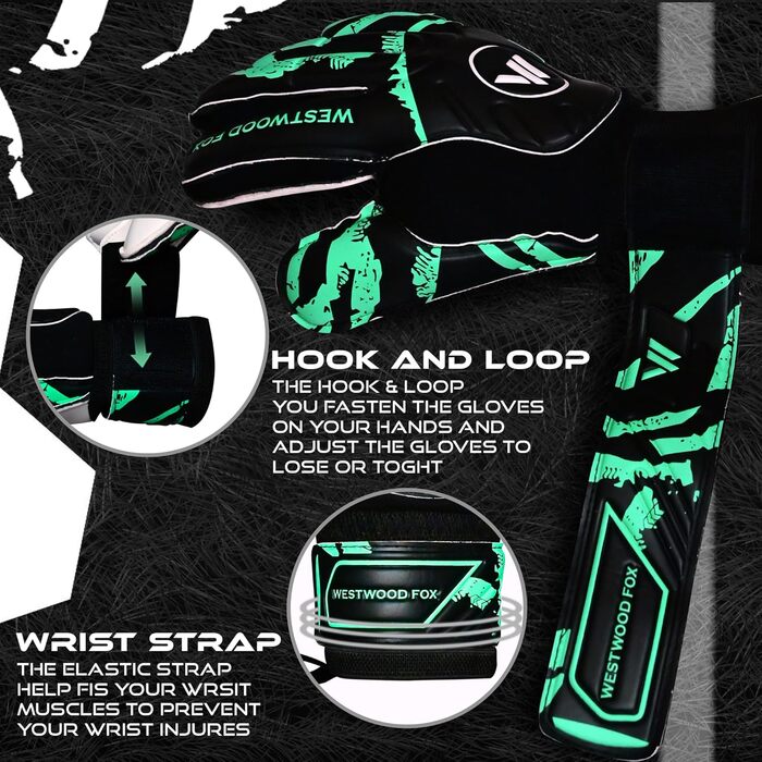 Воротарські рукавички WESTWOOD FOX Fingersave для дітей та підлітків, розмір 6, DumboLatex 4+3 мм, чорно-ціанові