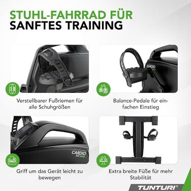 Міні-велотренажер Tunturi Pedaltrainer Cardio Fit (M45) для рук та ніг, домашній тренажер для літніх людей з регулюванням опору та LCD-дисплеєм