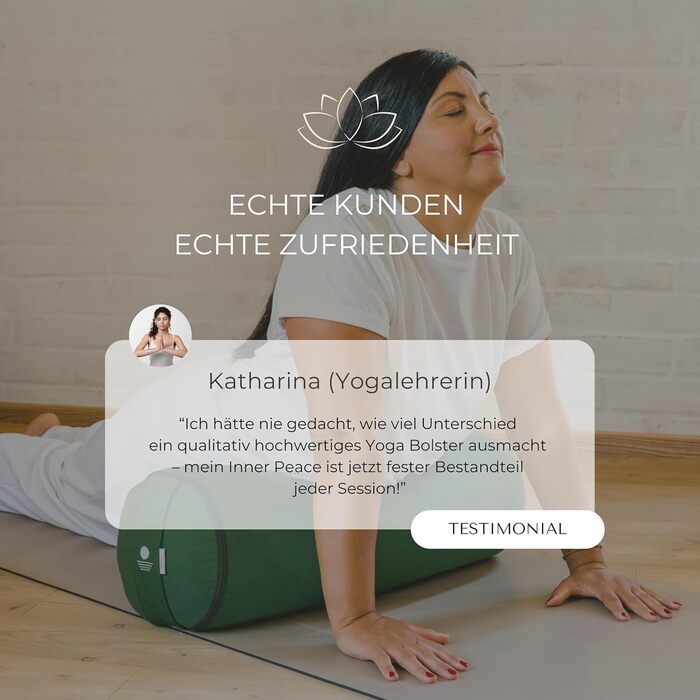 Йога-болстер Inner Peace: довге подування для йоги з органічної дінкової вати | Зроблено в Німеччині
