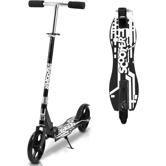 Самокат Cecaylie Cityroller з великими колесами, складаний, регульований по висоті, для дітей і дорослих, заднє гальмо, ремінь для перенесення, до 100 кг