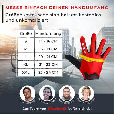 Велосипедні рукавички MACCIAVEI для чоловіків та жінок - MTB рукавички - унісекс, сенсорні, червоні, XL