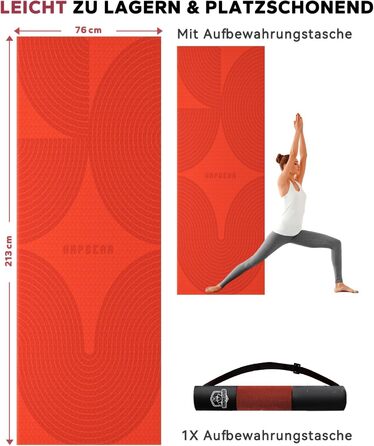 Йога мат HAPBEAR XXL: широка, спортивна, фітнес-мат з антиковзаючим покриттям 198x137 см / 183x116 см / 6 мм, надміцна, для пілатесу, тренажерного залу, дому, воркауту, зелена