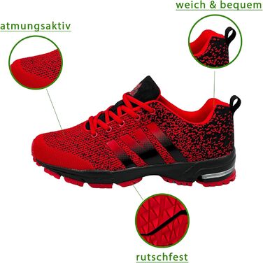 Чоловічі та жіночі кросівки для бігу та повсякденного носіння, спортивне взуття, модель Sneaker, розміри від 39 EU, червоно-чорні