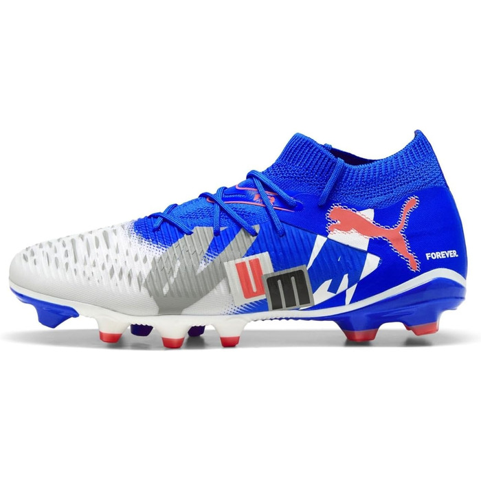 Футбольні бутси PUMA Future 8 Match FG/AG для унісекс, білий/чорний/червоний, розмір 39 EU