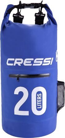Водонепроникний мішок Cressi Dry Bag для дайвінгу, плавання, риболовлі, водних видів спорту, кемпінгу та сноубордингу, 20 літрів, синій (з блискавкою)