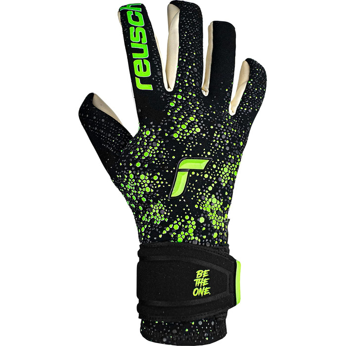 Воротарські рукавички Reusch Pure Contact Gold, унісекс, чорні/зелені, розмір 10.5, внутрішній шов, покриття Grip Gold, для всіх типів полів